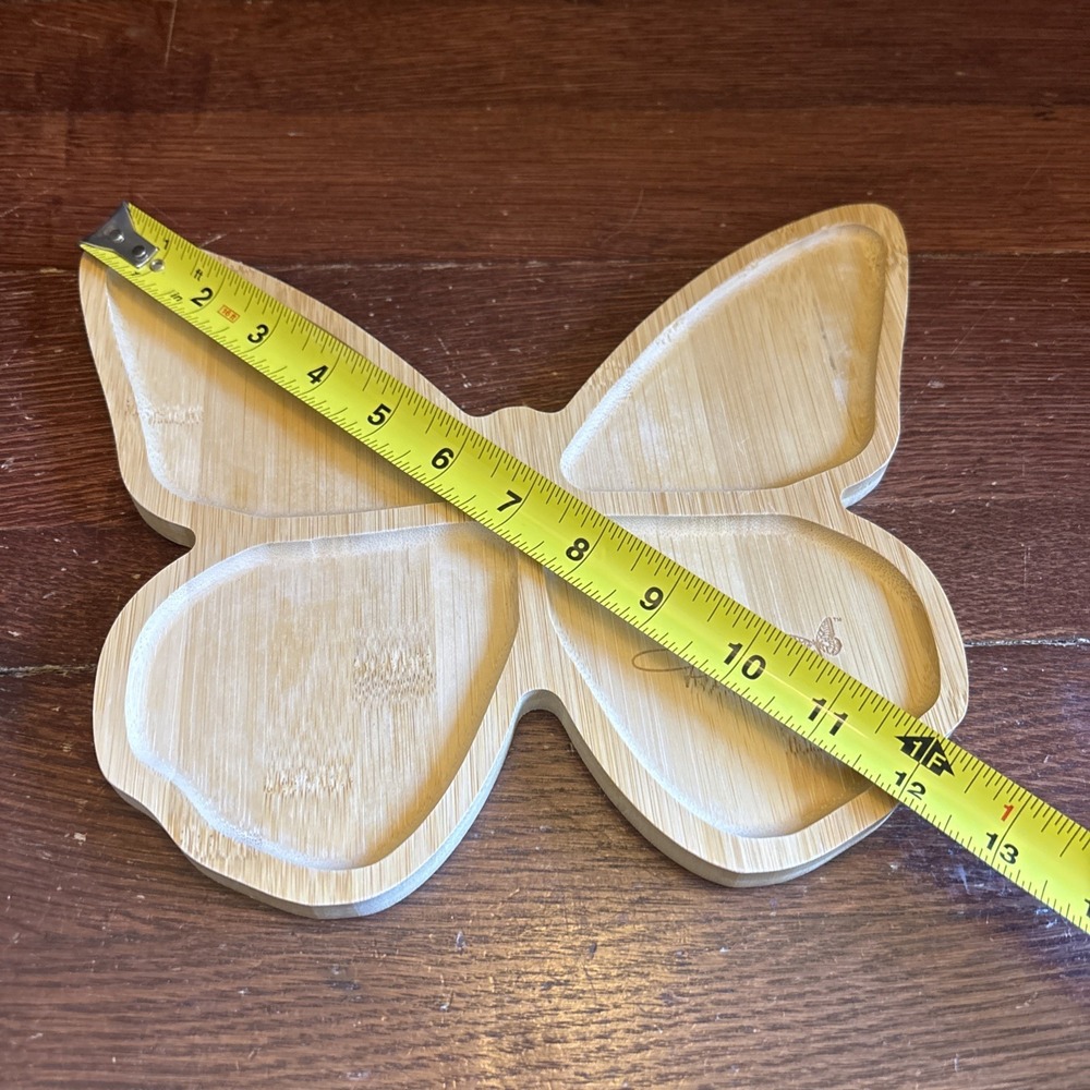 Dolly Butterfly Bamboo Serving Tray 4-Section Divided Charcuterie Board - Picture 3 of 6